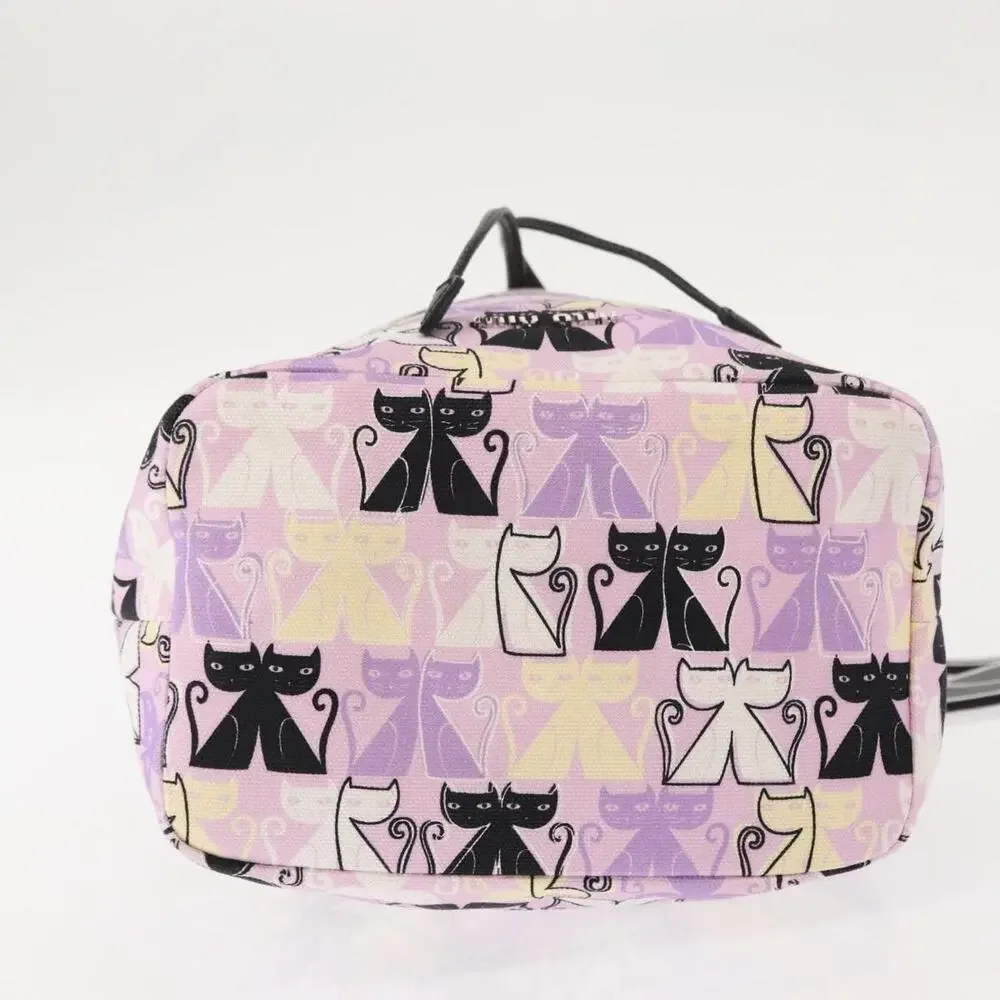 Miu Miu Canvas Madras Cat Drawstring Pouch Pink